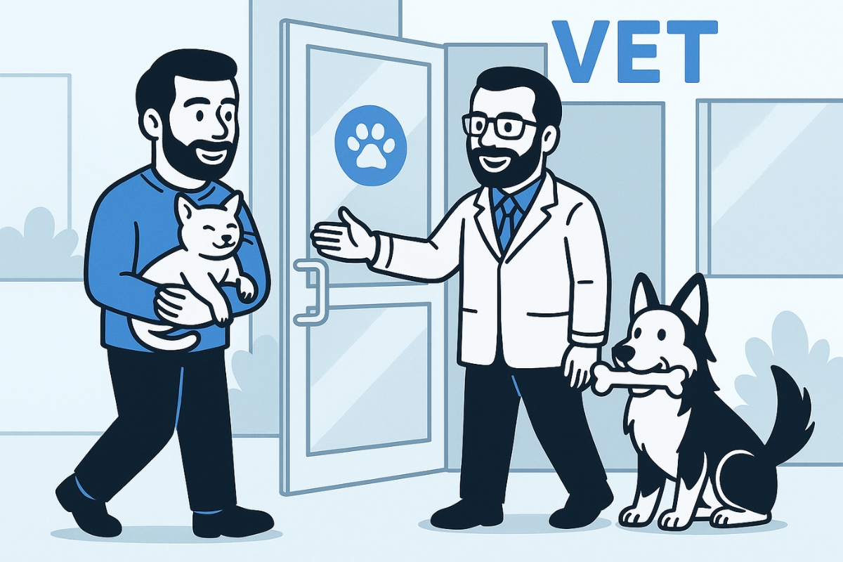 meeting clients in clinic rankvet illustration