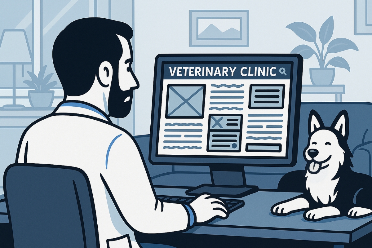 scrolling a bad veterinary website rankvet illustration